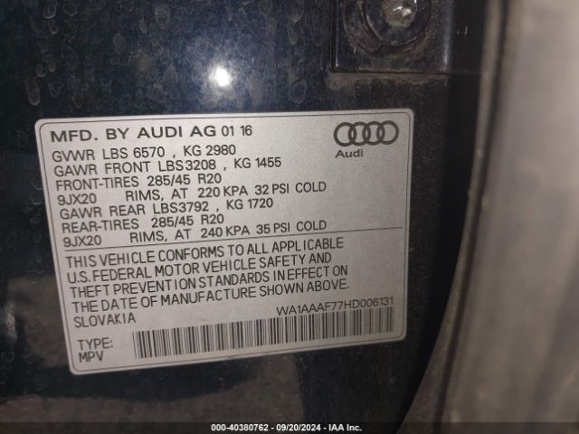 WA1AAAF77HD006131 Audi Q7 3.0t Premium