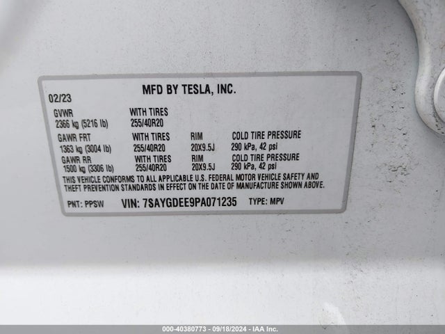 2023 TESLA MODEL Y 7SAYGDEE9PA071235 Photo 8