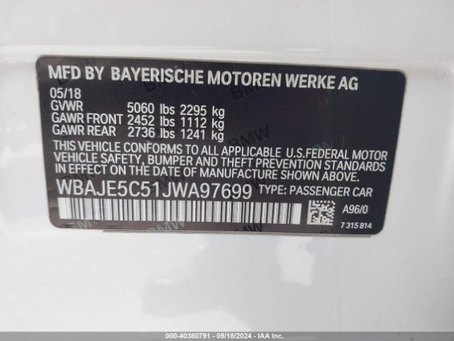 WBAJE5C51JWA97699 BMW 540I
