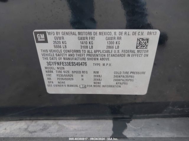 3GYFNFE33ES549476 Cadillac Srx Performance Collection