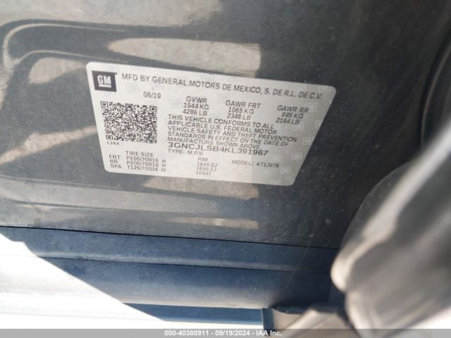 3GNCJLSB4KL391967 Chevrolet Trax Lt