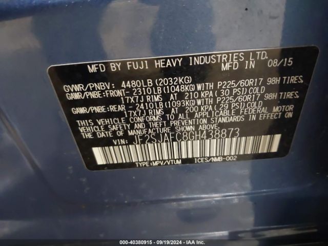 JF2SJAFC8GH438873 Subaru Forester 2.5i Premium