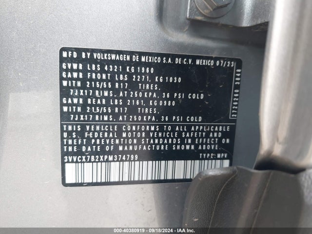 3VVCX7B2XPM374799 Volkswagen Taos 1.5t S