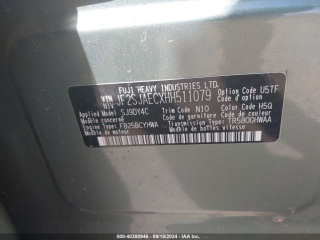 JF2SJAECXHH511079 Subaru Forester 2.5i Premium