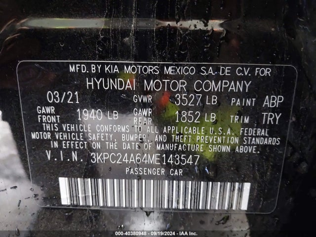 Hyundai ACCENT SE 2021 3KPC24A64ME143547 Image 9