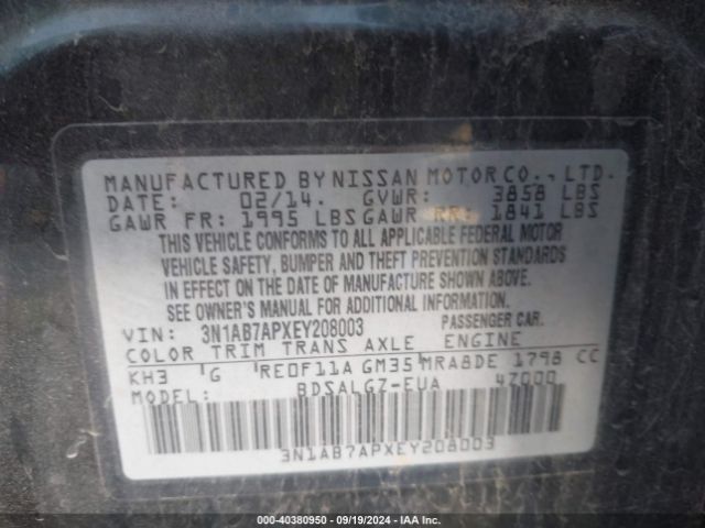 3N1AB7APXEY208003 Nissan SENTRA SL