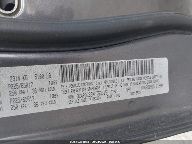 Dodge Journey Sxt 2015 3C4PDCBGXFT538151 Image 9