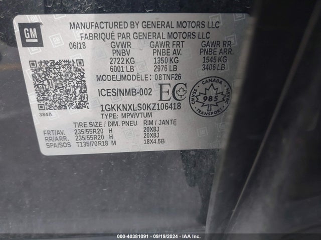 GMC Acadia Denali 2019 1GKKNXLS0KZ106418 Image 9
