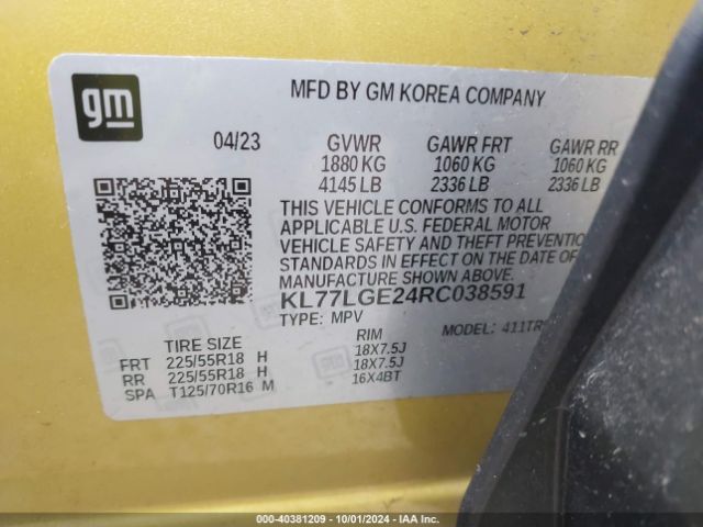KL77LGE24RC038591 Chevrolet Trax Fwd 1rs