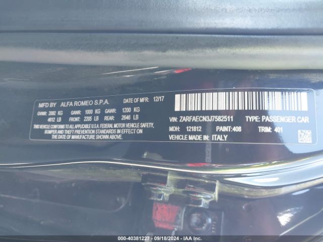 ZARFAECN3J7582511 Alfa Romeo Giulia Ti Sport Rwd