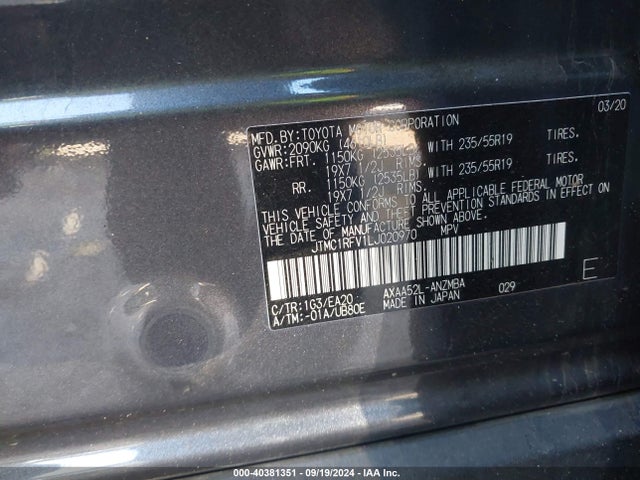 Toyota Rav4 Xle Premium 2020 JTMC1RFV1LJ020970 Image 9