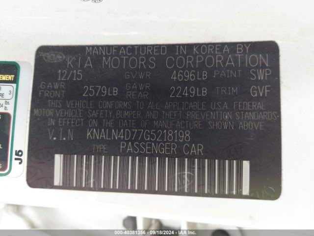 KNALN4D77G5218198 KIA Cadenza Premium