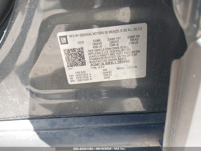 Chevrolet Trax Fwd Lt 2020 3GNCJLSB1LL185992 Image 9
