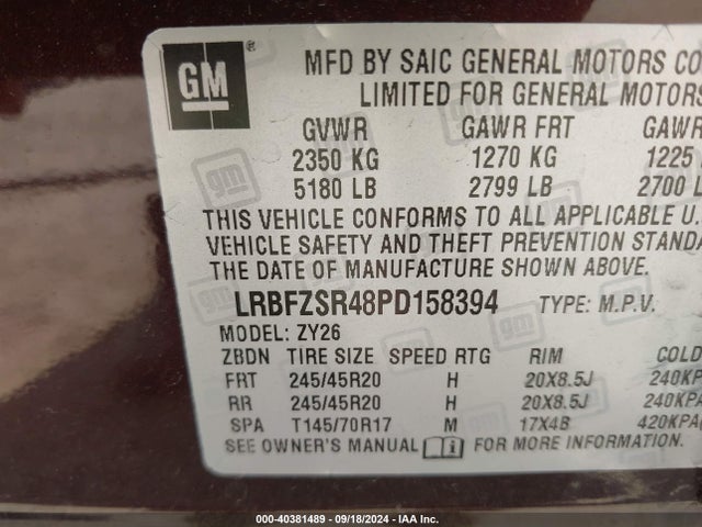 LRBFZSR48PD158394 Buick Envision Avenir Awd
