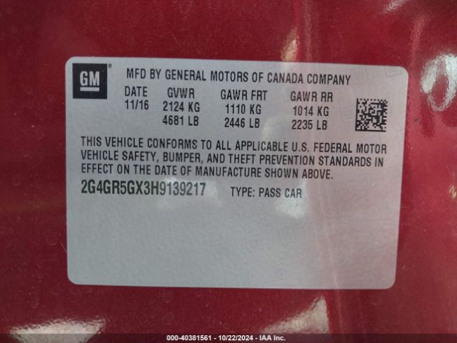 2G4GR5GX3H9139217 Buick Regal Turbo Premium Ii