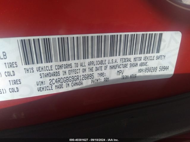 2C4RDGBG9GR126095 Dodge Grand Caravan Se Plus