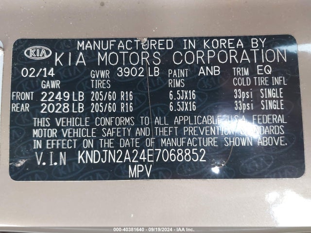 KIA Soul 2014 KNDJN2A24E7068852 Image 9