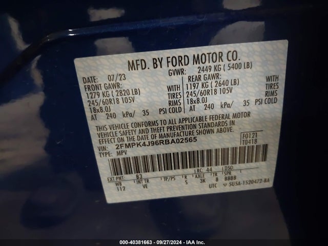 Ford EDGE SEL 2024 2FMPK4J96RBA02565 Image 9