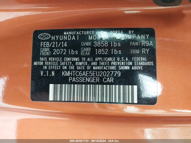 Hyundai Veloster Turbo W/black 2014 KMHTC6AE5EU202779 Image 9