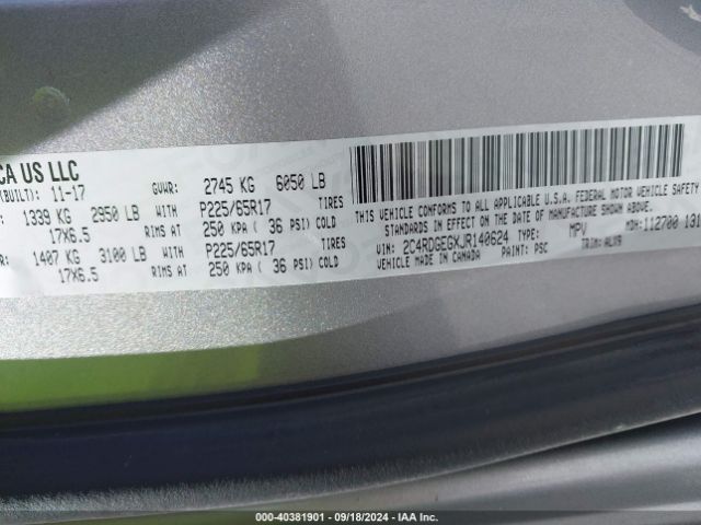 2C4RDGEGXJR140624 Dodge Grand Caravan Gt