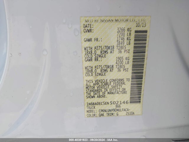 Nissan Titan Pro-4x 2014 1N6BA0EC5EN502146 Image 9