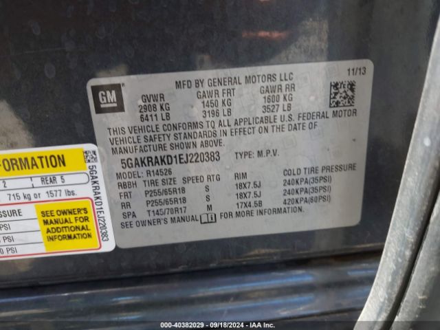 5GAKRAKD1EJ220383 Buick Enclave Convenience