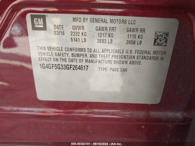 1G4GF5G33GF264617 Buick Lacrosse Premium Ii