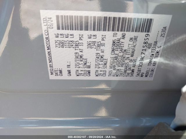 5N1BT3CB3RC715859 Nissan Rogue Sl Intelligent Awd