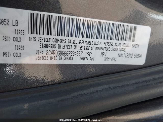 2C4RDGBG6GR204297 Dodge Grand Caravan American Value Pkg