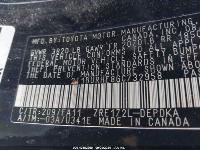 2T1BURHE8GC732958 Toyota COROLLA L