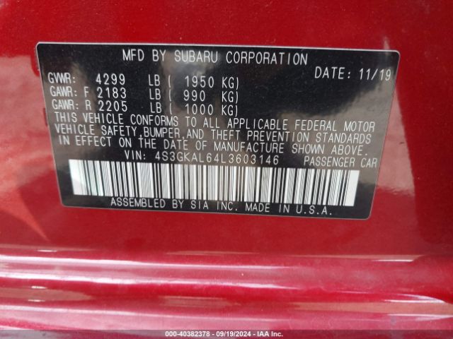 4S3GKAL64L3603146 Subaru Impreza Sport