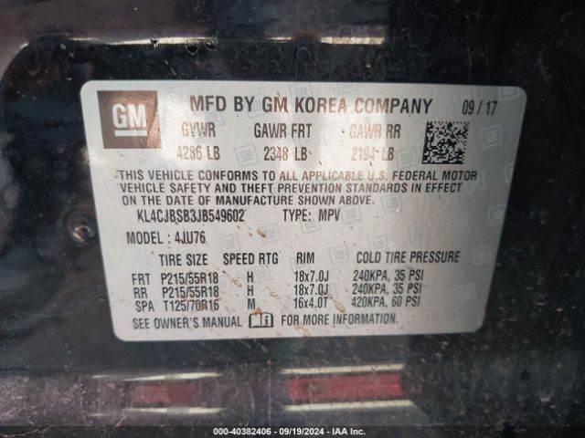 KL4CJBSB3JB549602 Buick Encore Preferred Ii