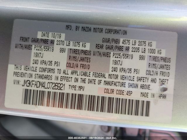 JM3KFADM4L0726921 Mazda Cx-5 Grand Touring