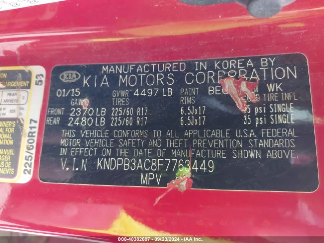 KNDPB3AC8F7763449 KIA Sportage Lx