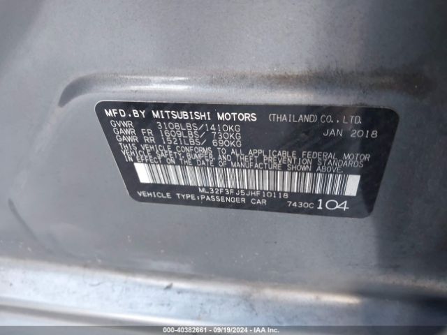 ML32F3FJ5JHF10118 Mitsubishi Mirage G4 Es