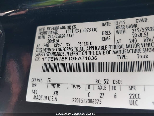 Ford F-150 Xlt 2016 1FTEW1EF1GFA71836 Image 9