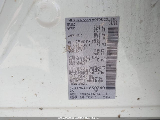 Nissan Rogue Sl 2018 5N1AT2MV4JC850240 Image 9