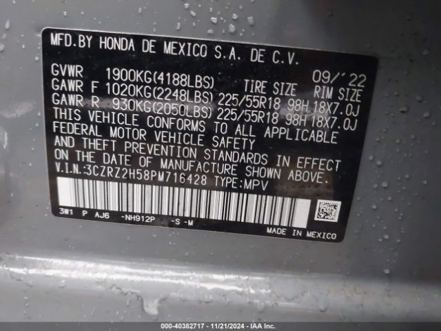 3CZRZ2H58PM716428 Honda Hr-v Awd Sport