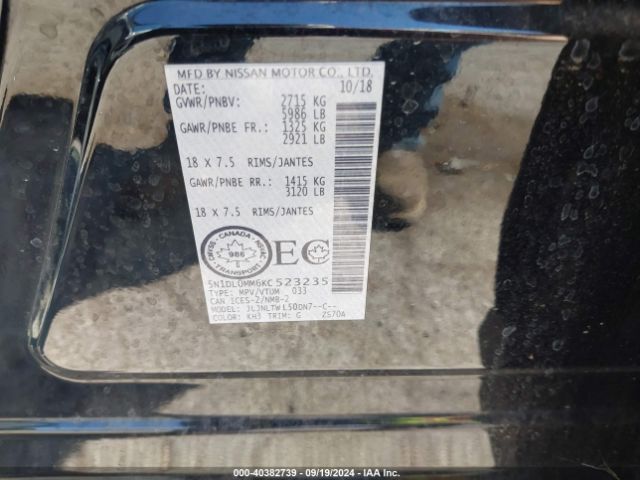 5N1DL0MM6KC523235 Infiniti Qx60 Luxe/pure