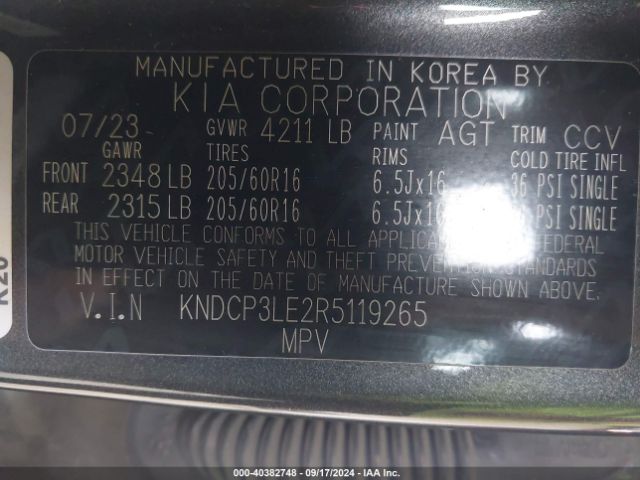 KNDCP3LE2R5119265 KIA NIRO LX