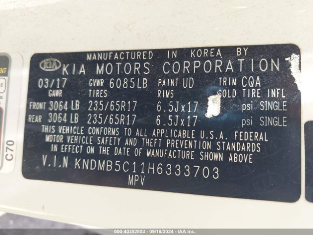 KNDMB5C11H6333703 KIA SEDONA LX