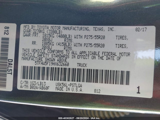 5TFHW5F19HX632660 Toyota Tundra Limited 5.7l V8