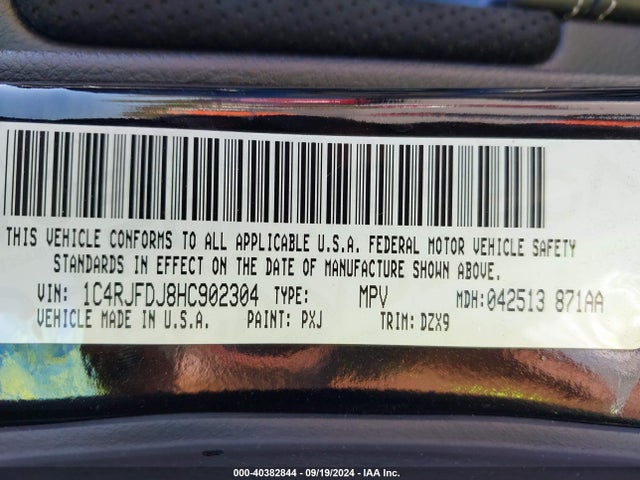 1C4RJFDJ8HC902304 Jeep Grand Cherokee Srt 4x4