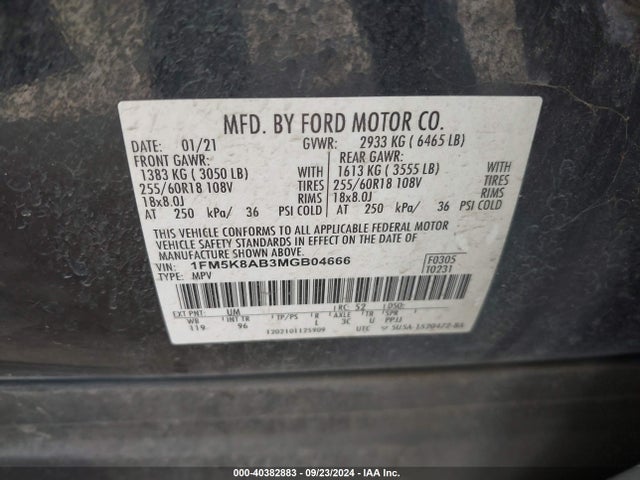 Ford Police Interceptor Utility 2021 1FM5K8AB3MGB04666 Image 9