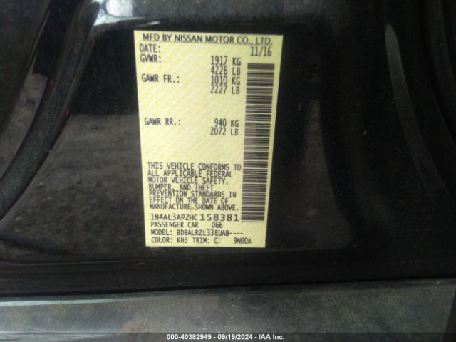 1N4AL3AP2HC158381 Nissan Altima 2.5 Sl