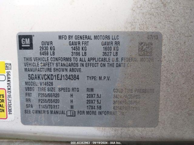 5GAKVCKD1EJ134384 Buick Enclave Premium