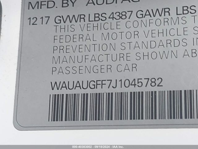 WAUAUGFF7J1045782 Audi A3 PREMIUM