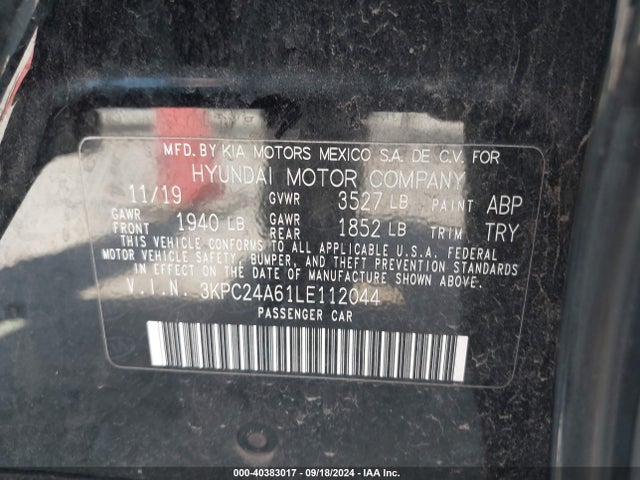 Hyundai ACCENT SE 2020 3KPC24A61LE112044 Image 9