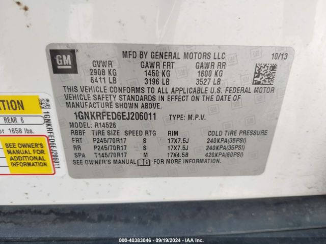 1GNKRFED6EJ206011 Chevrolet Traverse Ls