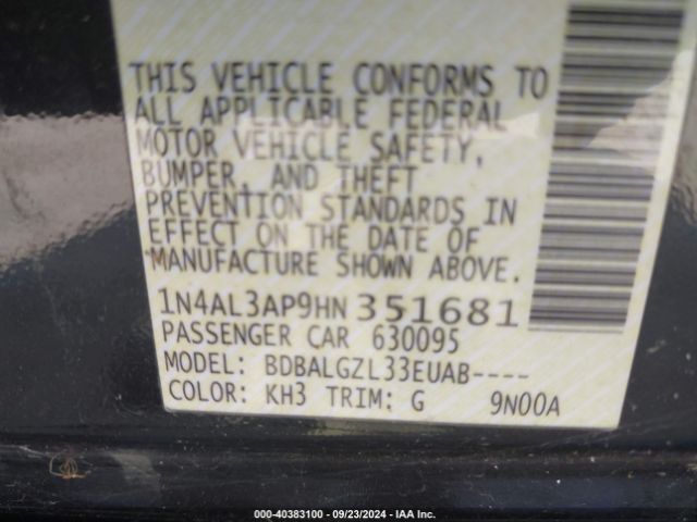 1N4AL3AP9HN351681 Nissan Altima 2.5 S